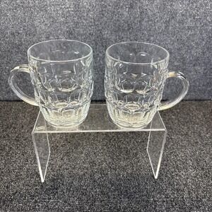 Vtg~Arcoroc France~Clear Glass Beer Mug~Set of 2